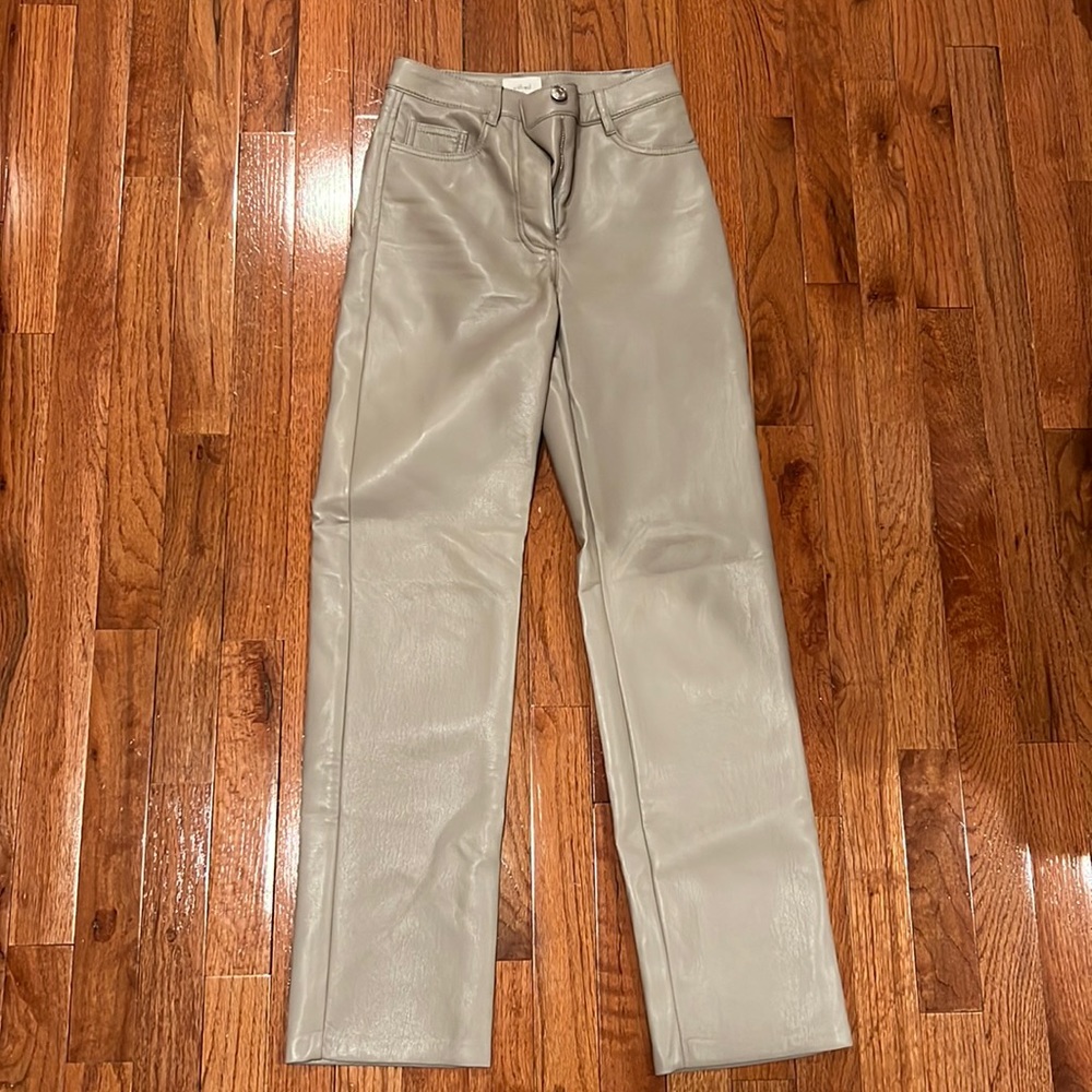 Taupe Leather Pants, Wilfred by Aritzia, Size 00